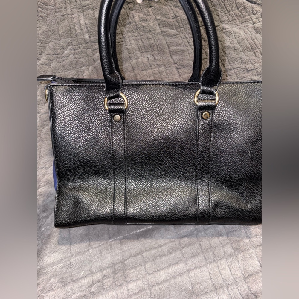 DASEIN Black and Blue Tote Handbag with Matching Clutch and Coin/Cardholder - Picture 5 of 16